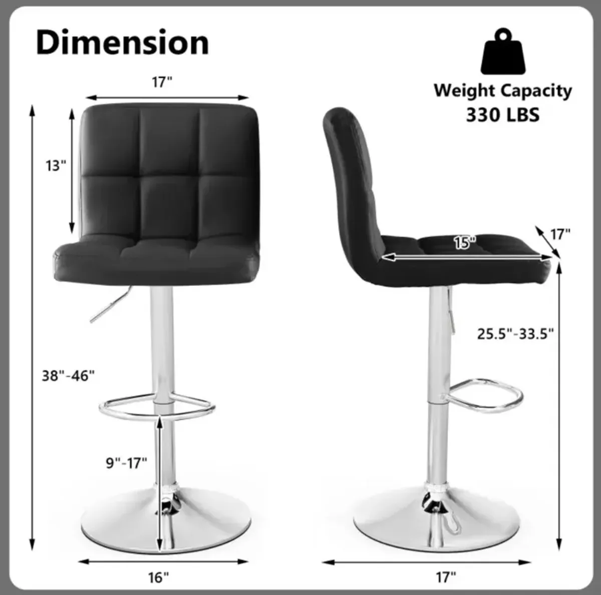 Hivvago Adjustable Swivel Bar Stool with PU Leather