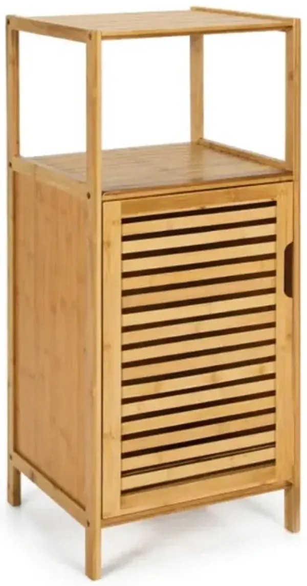 Hivvago Bamboo Storage Floor Cabinet with Door and Shelf Corner Cabinet