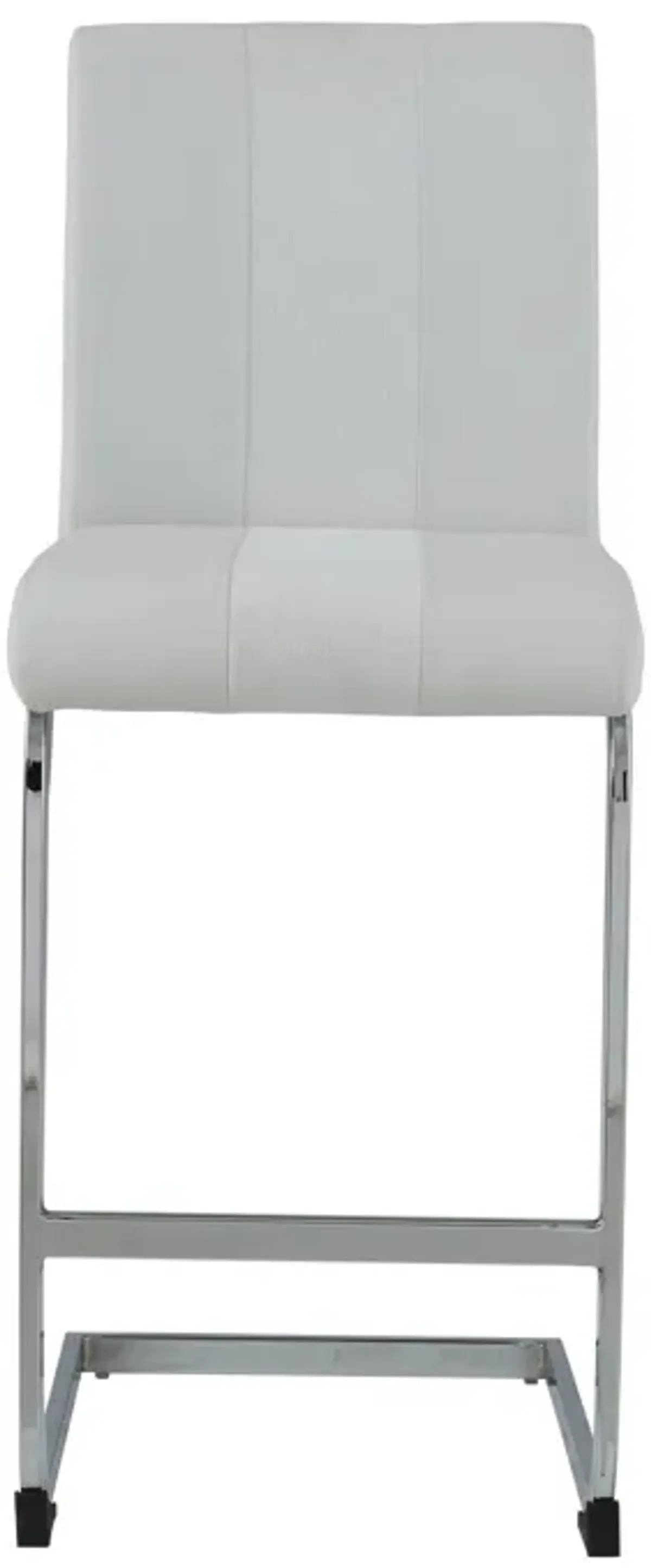 Set Of 4 White Two Tone Barstools With Silver Tone Metal Base