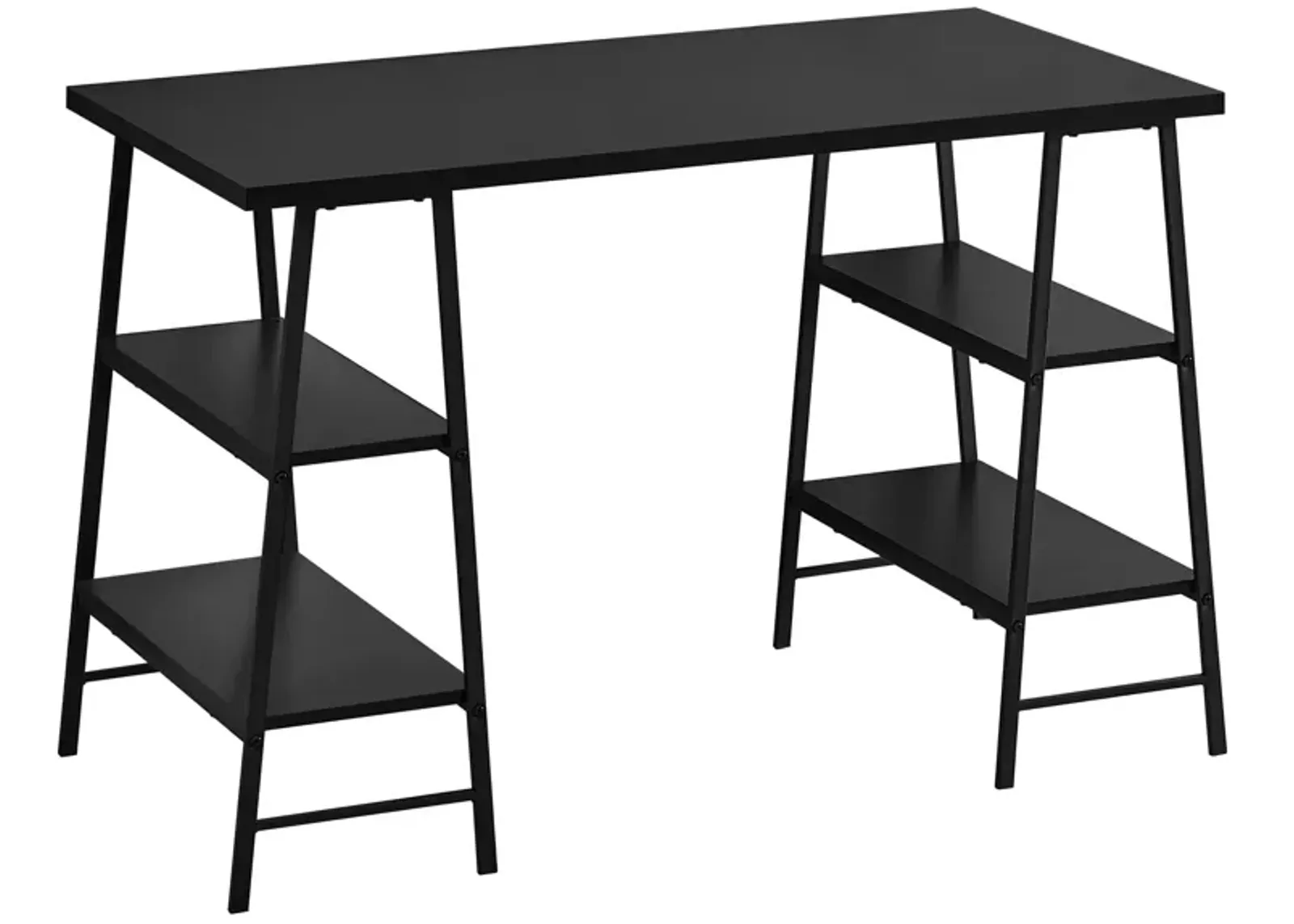 Monarch Specialties I 7522 Computer Desk, Home Office, Laptop, Storage Shelves, 48"L, Work, Metal, Laminate, Black, Contemporary, Modern