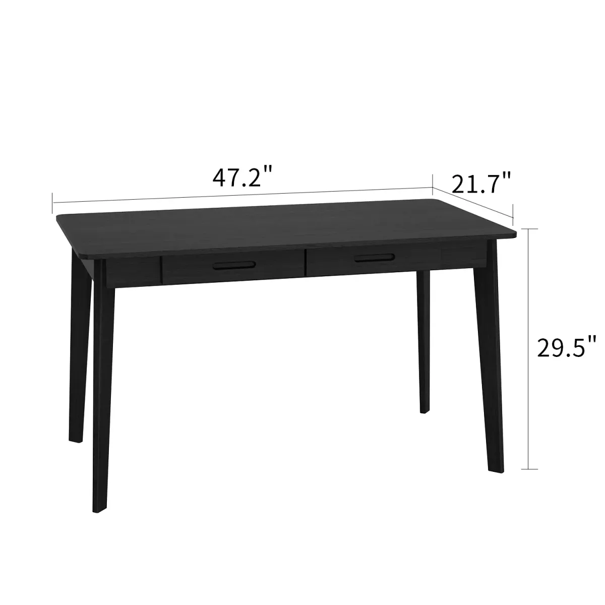 47.2 in. W-21.7 in D-29.5 in H Rectangular Black MDF Computer Desk with 2 Drawers