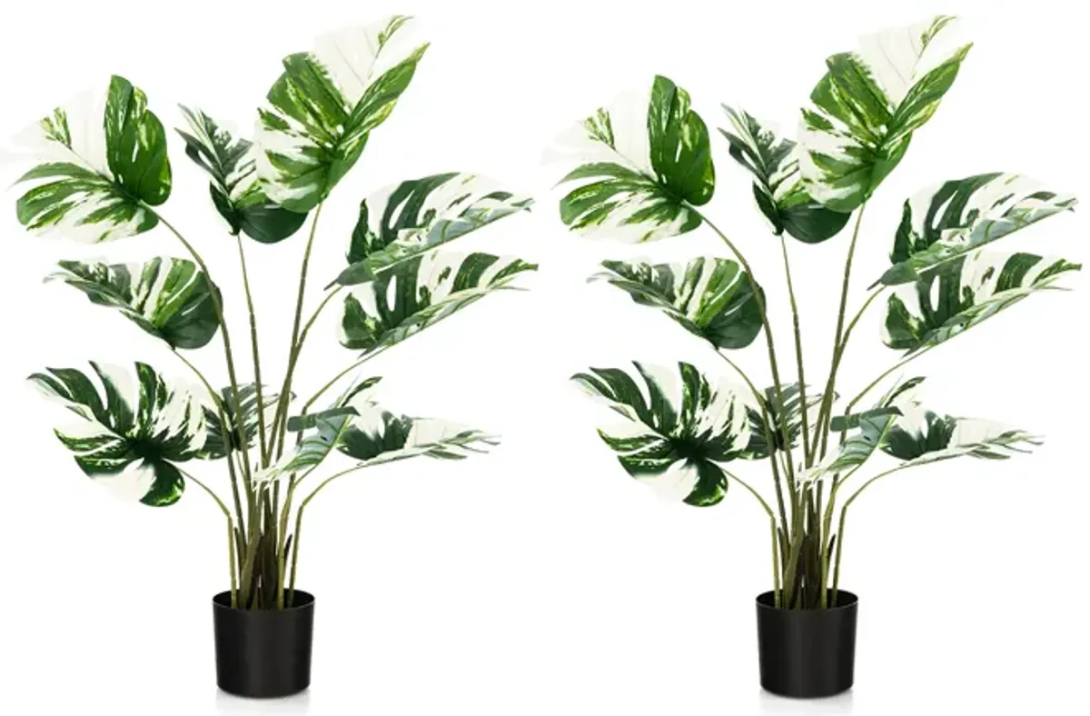 2 Pack 4 Feet Artificial Monstera Deliciosa Plants for Home Office