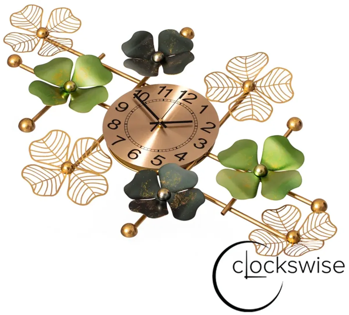 Big Leaf Art Wall Clock, Decorative Unique Metal 33.50” Oversize Timepiece – Mounted vertical or horizontal–for Traditional, Minimalist, and Modern Use – Hanging Supplies Included, Unique Home Decor