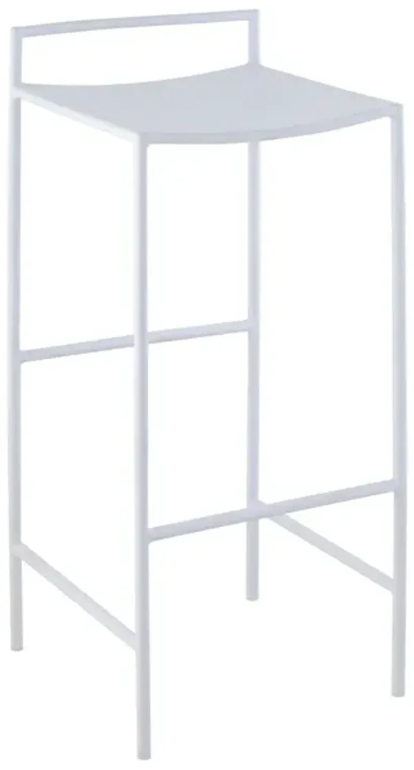 Svelte Coastal Contemporary Iron Saddle-Seat Low-Back Bar Stool with Foot Rest