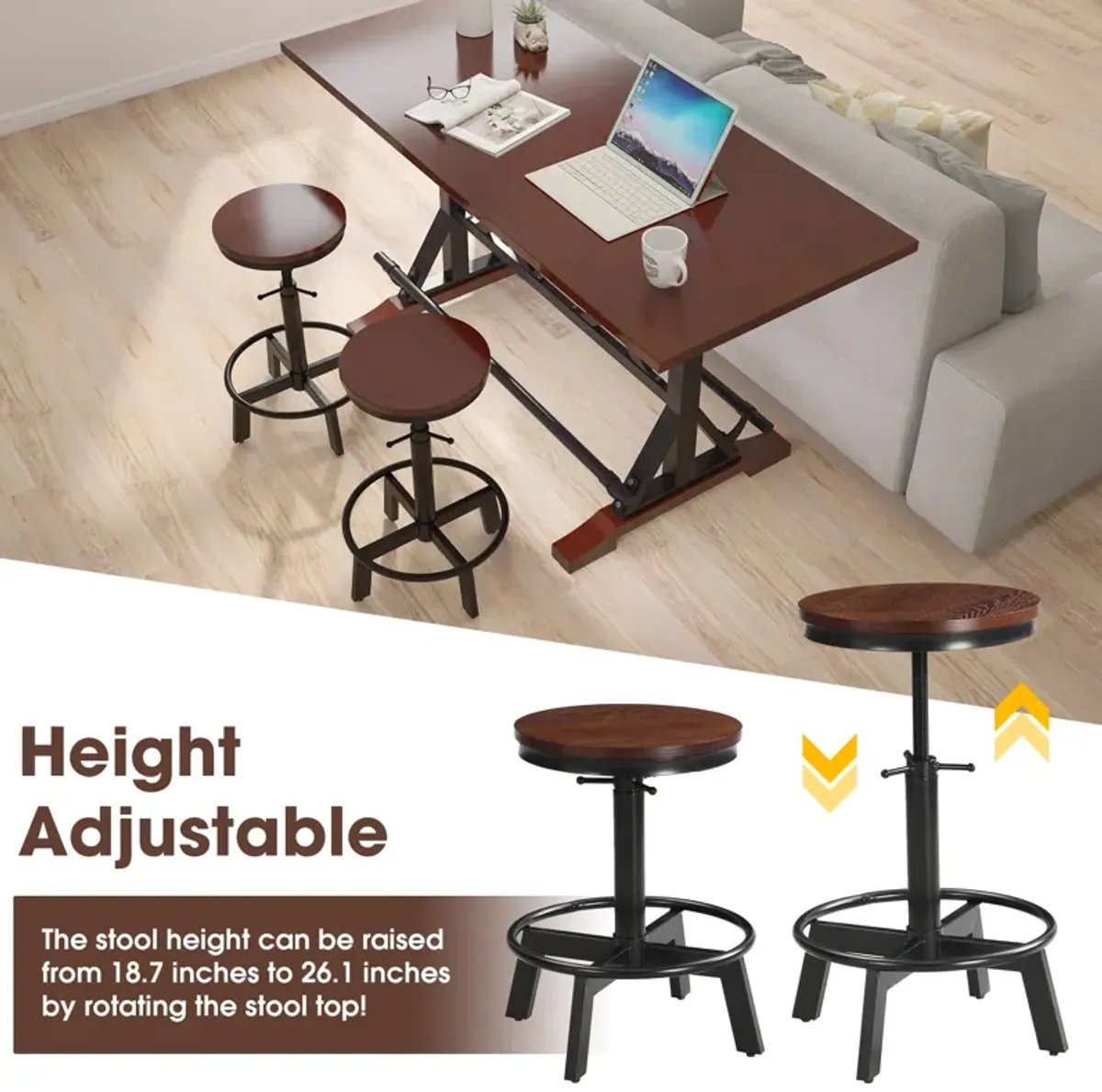 Merax 3-Piece Bar Dining Table Stools Set