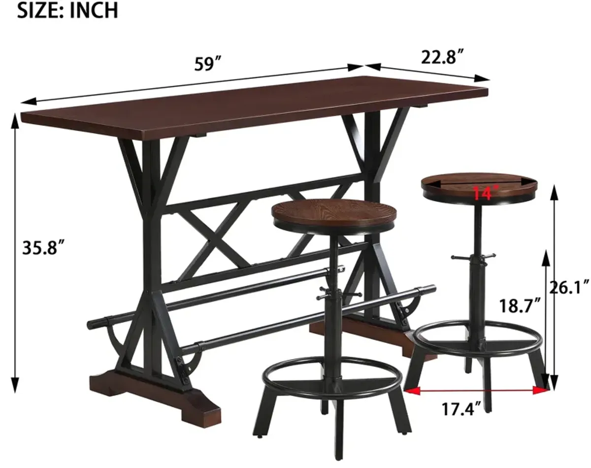 Merax 3-Piece Bar Dining Table Stools Set