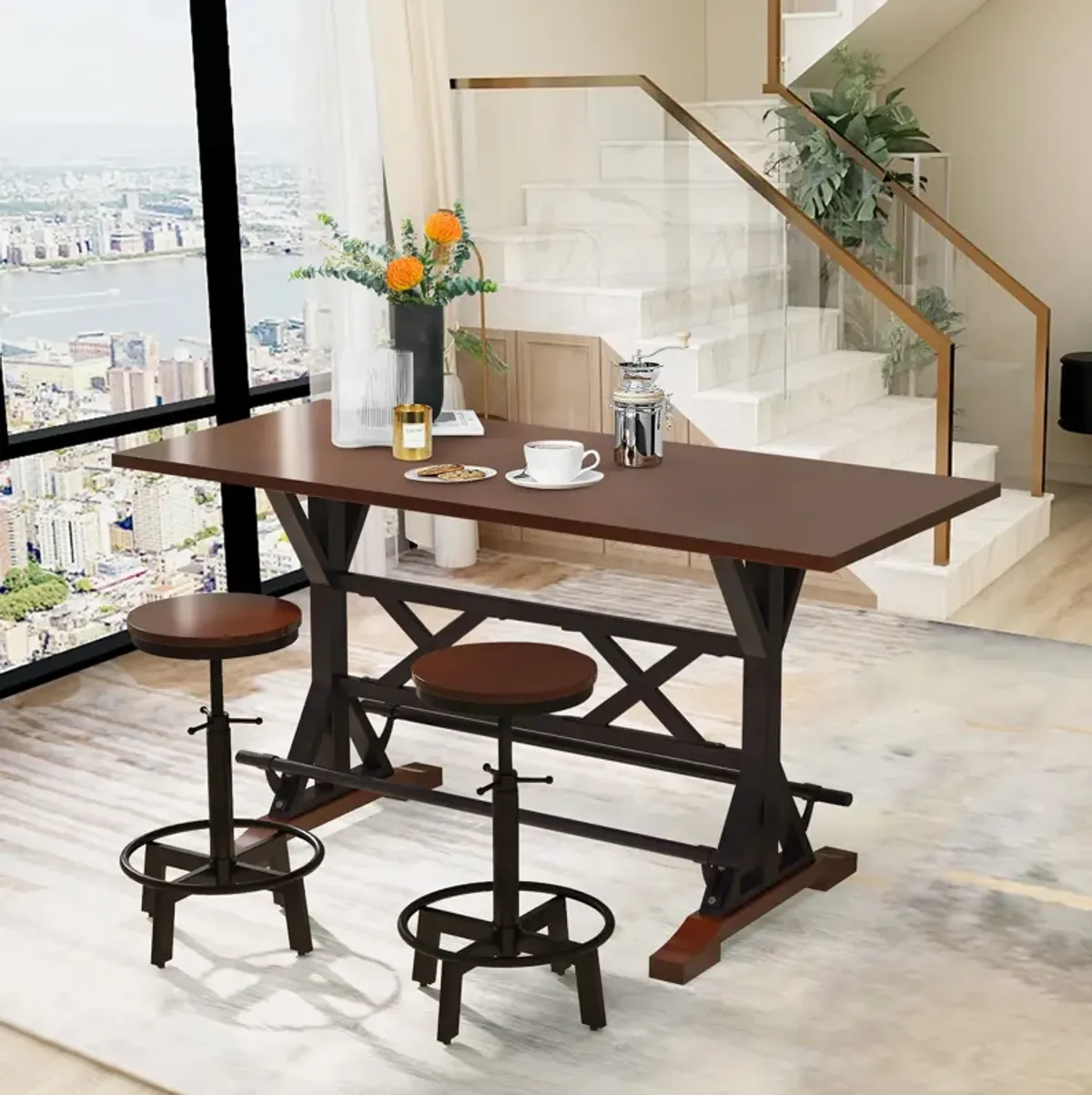 Merax 3-Piece Bar Dining Table Stools Set