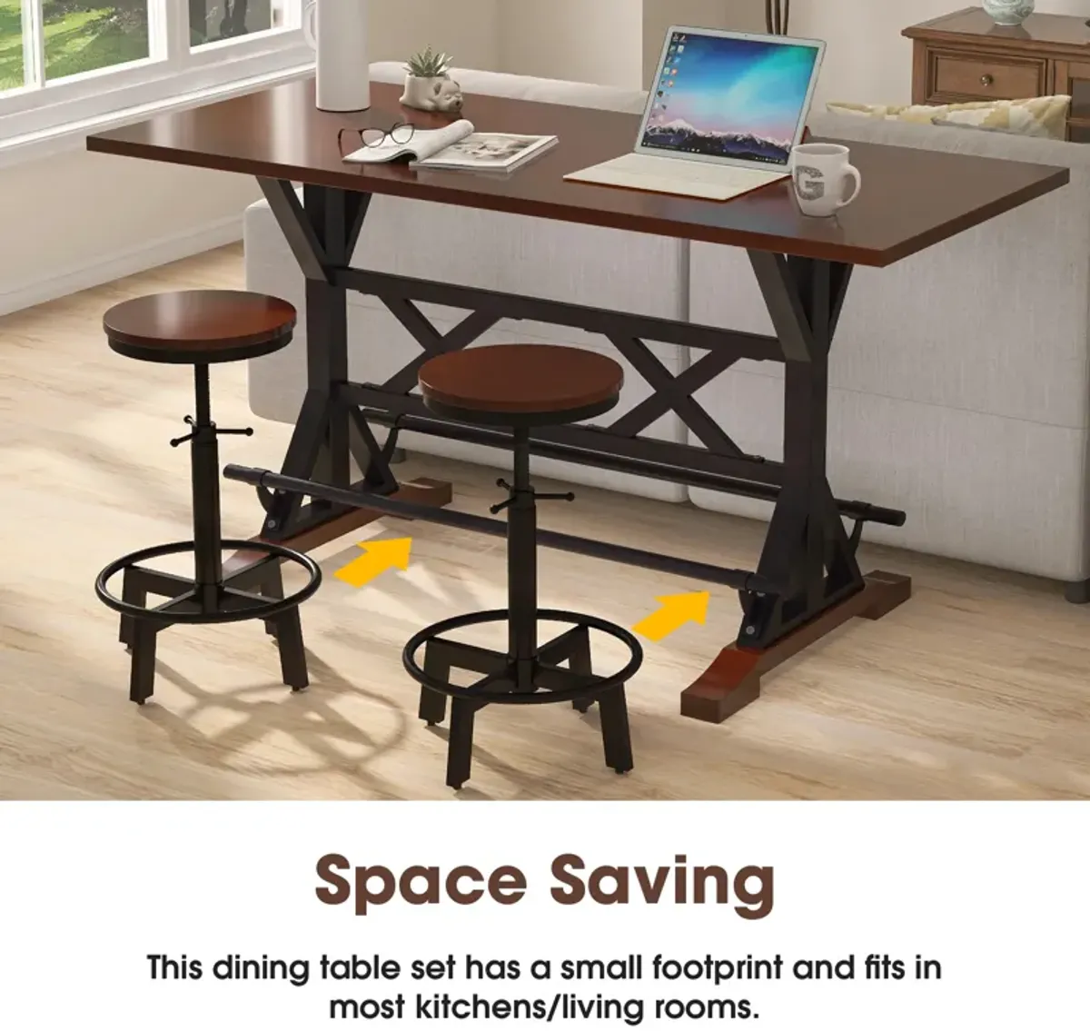 Merax 3-Piece Bar Dining Table Stools Set