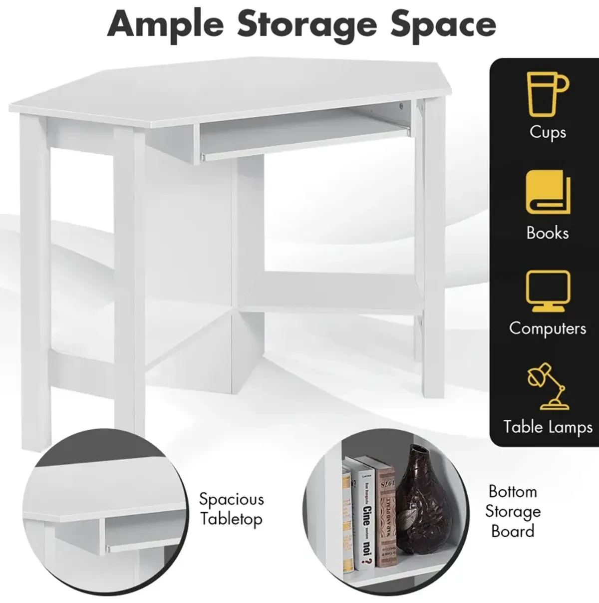 Wooden Study Computer Corner Desk with Drawer