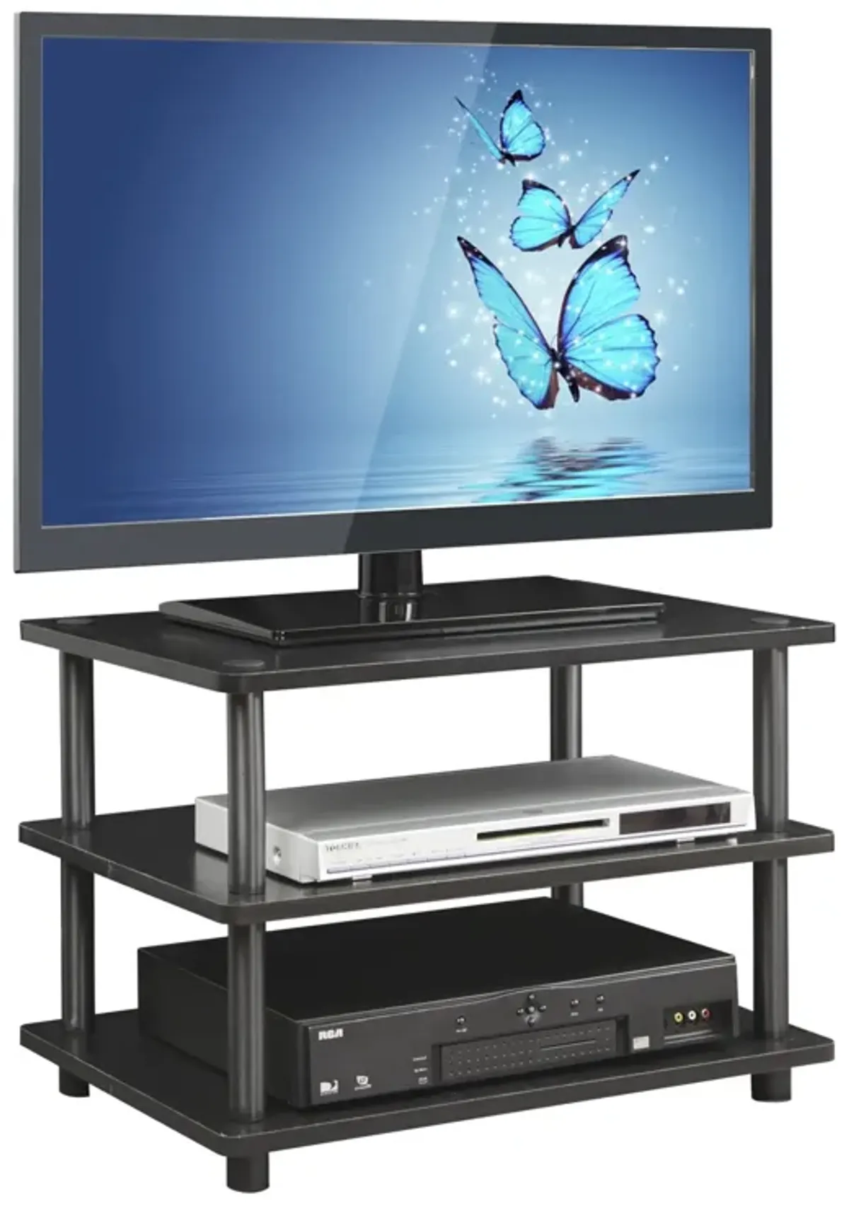 Furinno Furinno 15094BW/BK Turn-N-Tube Easy Assembly 4-Tier Corner TV Stand, Blackwood