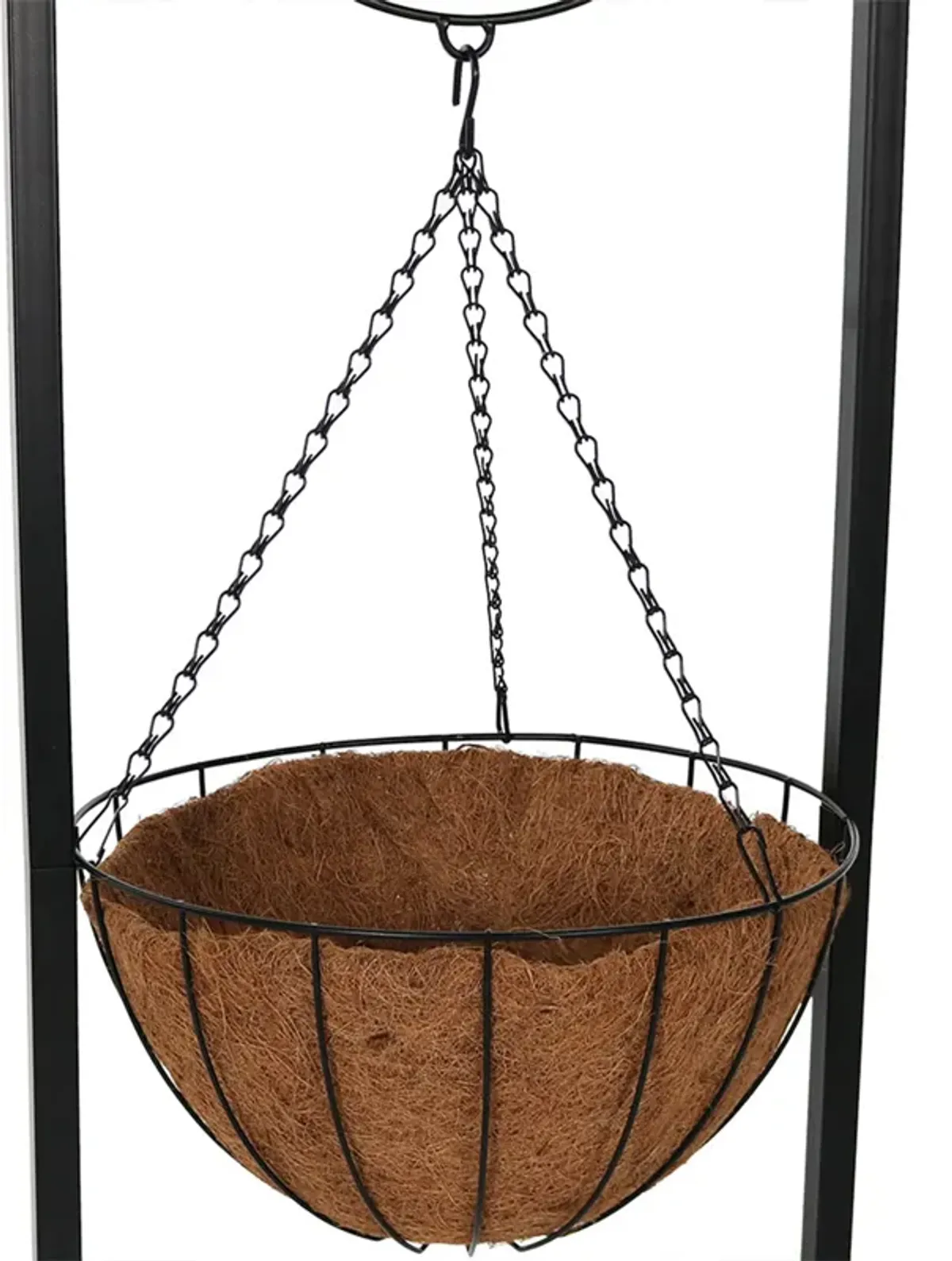 Sunnydaze Black Iron Frame Hanging Basket Planter with Welcome Sign - 48 in