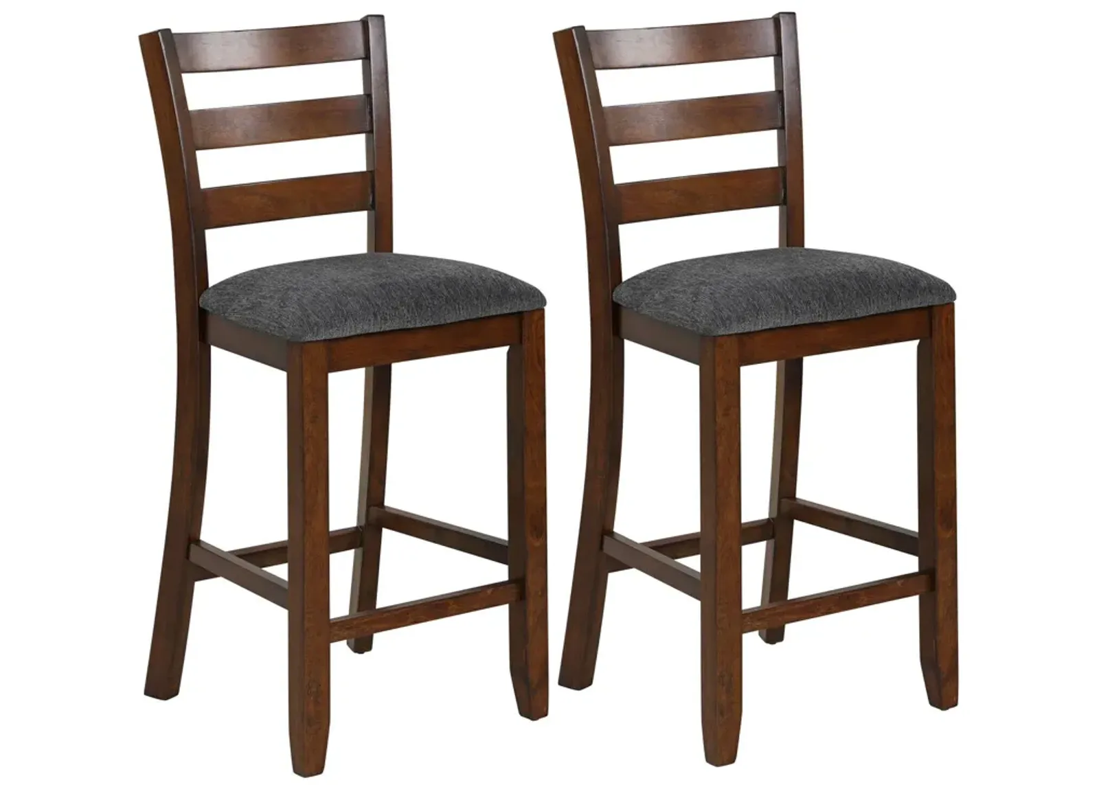 2 Pieces Counter Height Chairs with Fabric Seat and Rubber Wood Legs