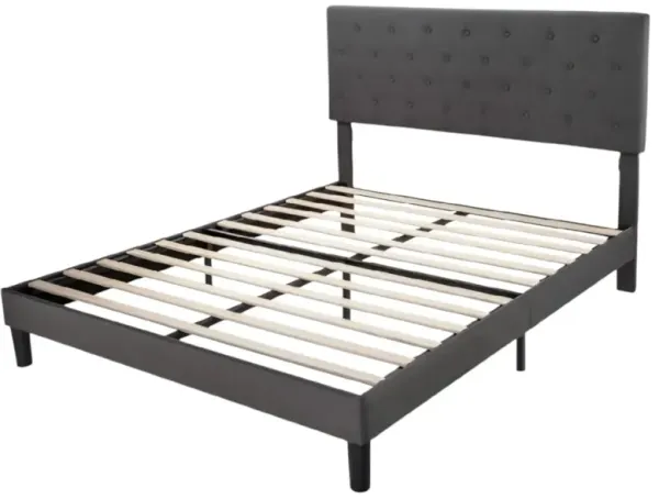 Adjustable Height Linen Upholstered Platform Bed with Headboard