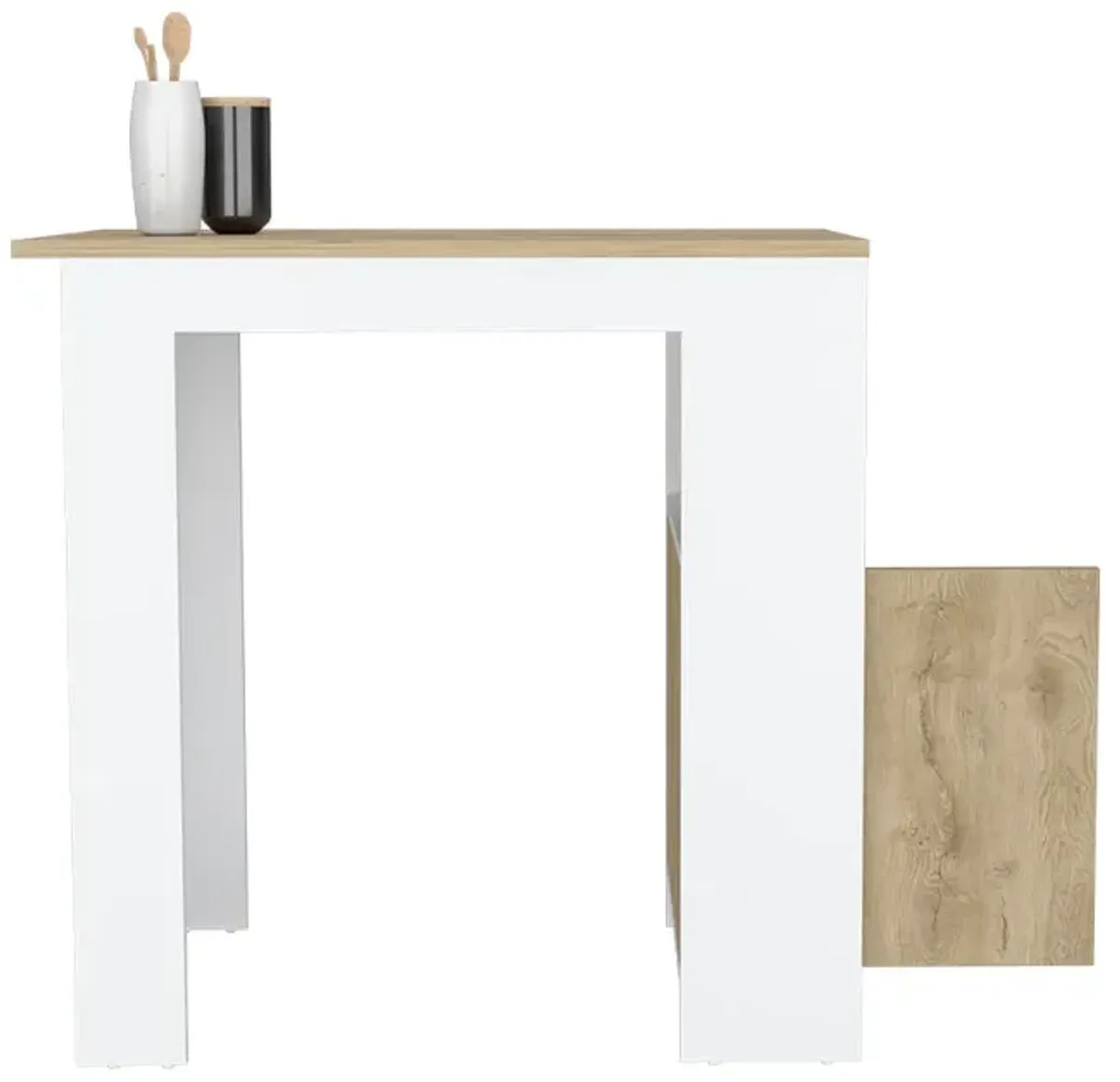 Kitchen Island Wynne, Kitchen, White / Macadamia