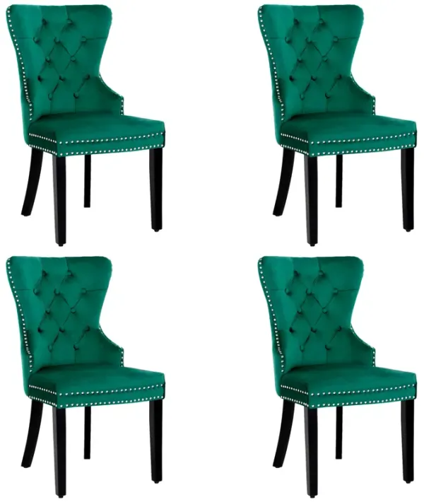 WestinTrends Velvet Upholstered Tufted Dining Chairs (Set of 4)