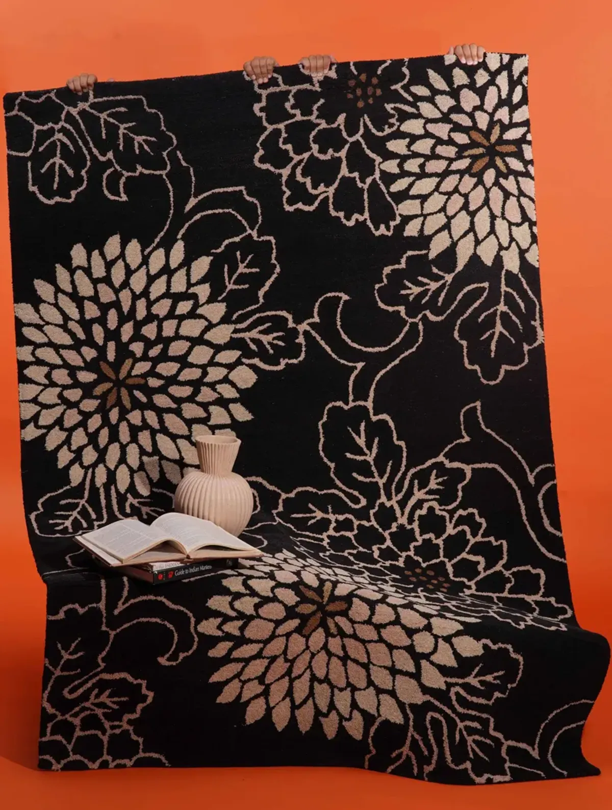 RUGSOTIC CARPETS HAND TUFTED WOOL ECO-FRIENDLY AREA RUGS  - 9'x12', Rectangle Shape, Black, Classic Oriental Traditional  Design, High Pile Handmade Area Rugs for Living Room, Bed Room (K00664)