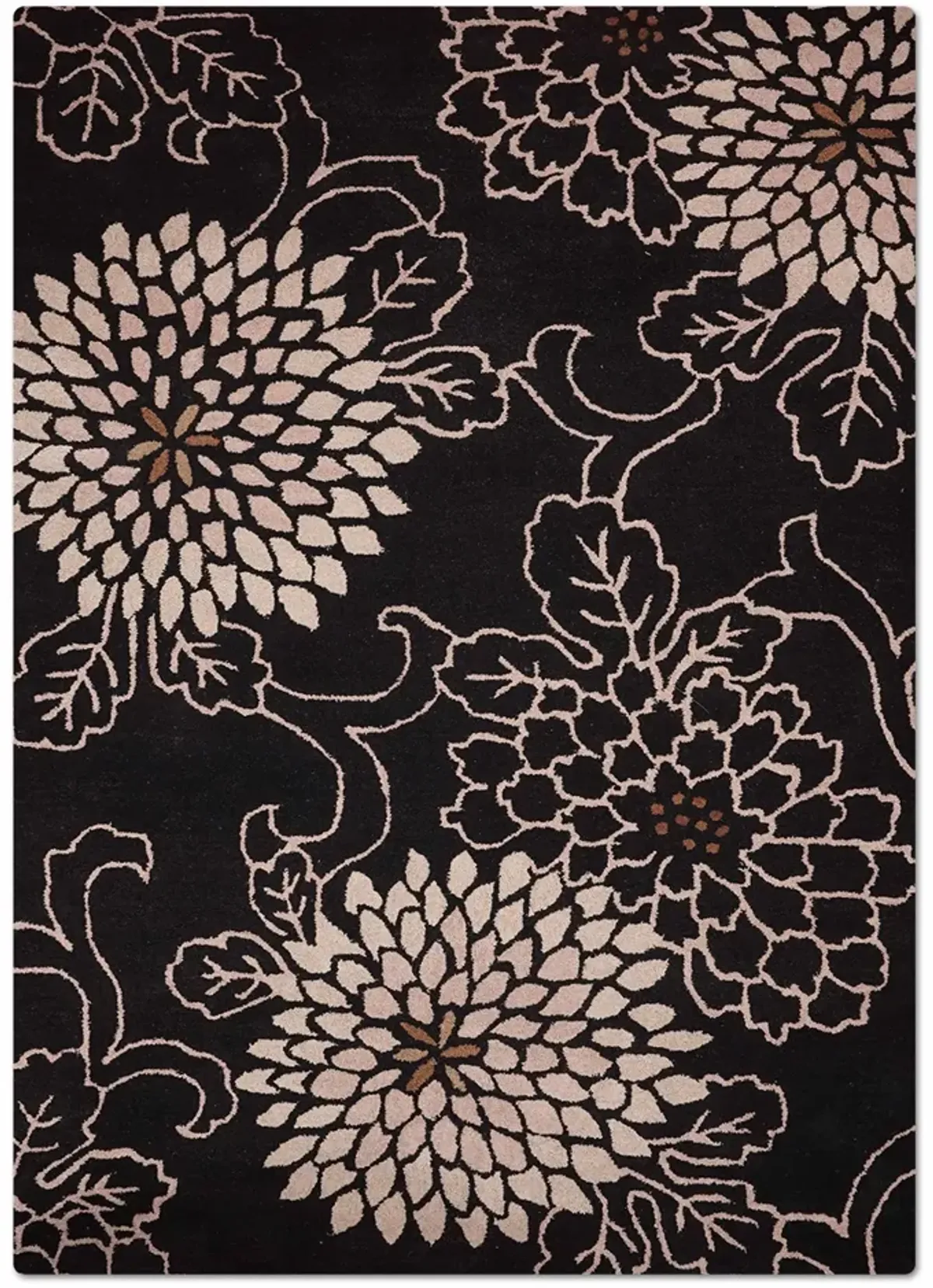 RUGSOTIC CARPETS HAND TUFTED WOOL ECO-FRIENDLY AREA RUGS  - 9'x12', Rectangle Shape, Black, Classic Oriental Traditional  Design, High Pile Handmade Area Rugs for Living Room, Bed Room (K00664)