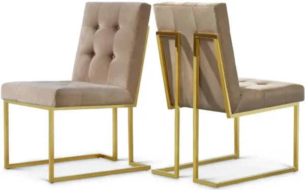 Meridian Furniture Pierre Beige Velvet Dining Chair, Set of 2