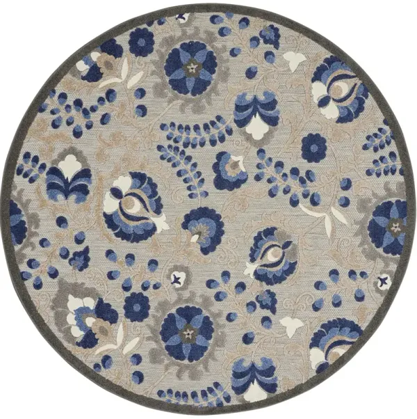 Aloha ALH17 Natural/Blue 5'3" x Round Rug