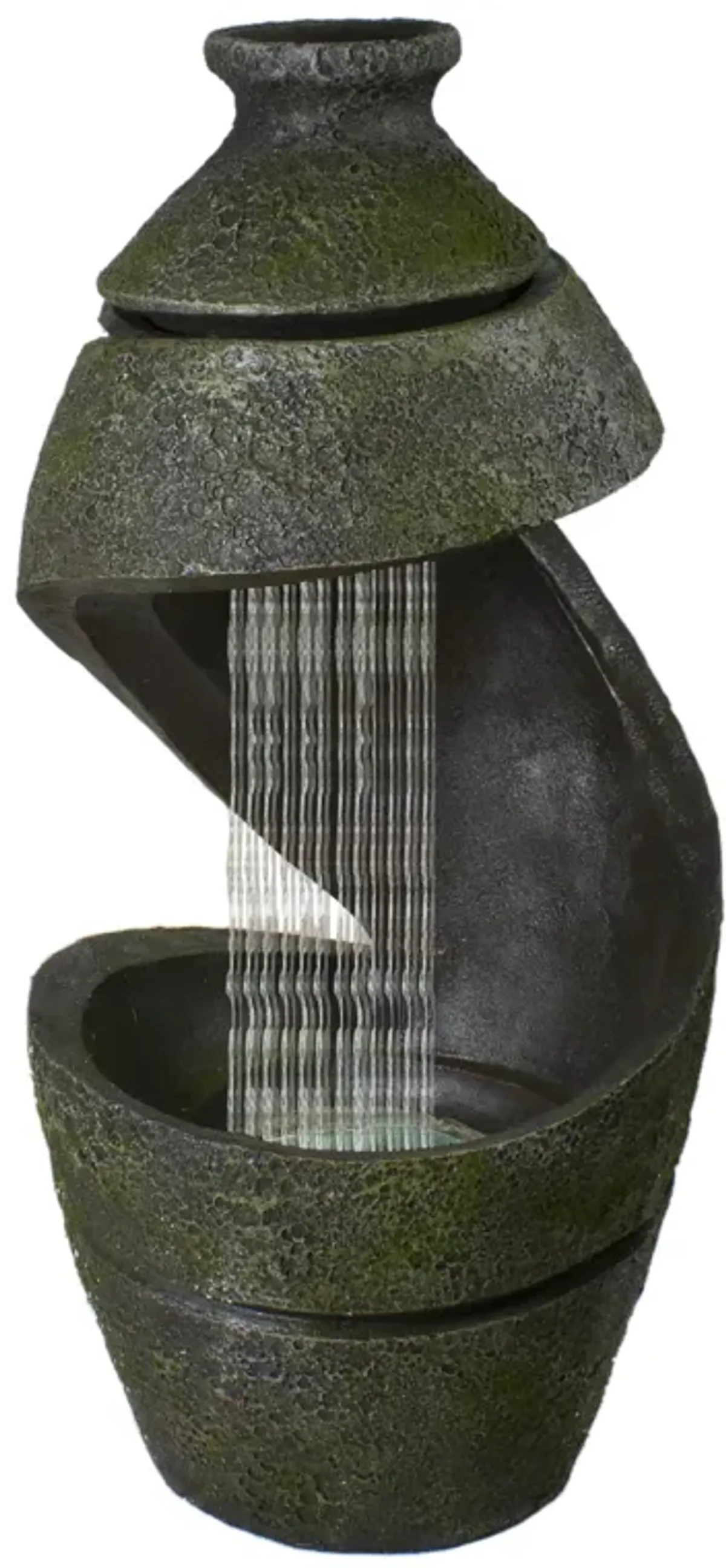 31" Green and Gray Mossy Outdoor Garden Water Fountain