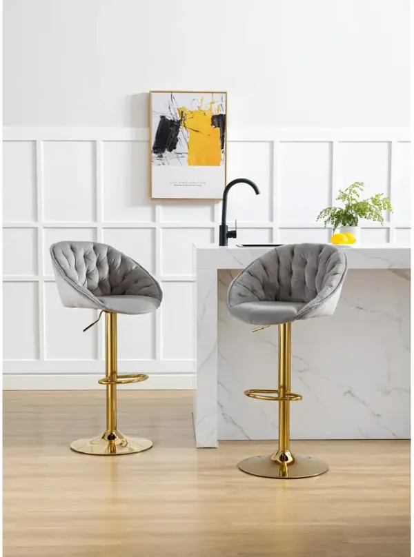 Swivel Bar Stools Set Of 2 Adjustable Counter Height Chairs With Footrest For Kitchen, Dining