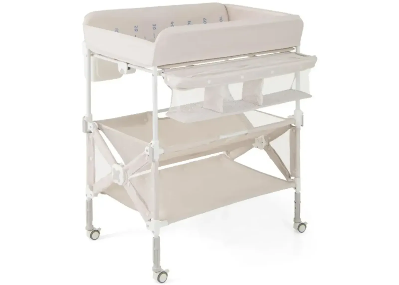 Portable Baby Changing Table with Wheels and Large Storage Rack