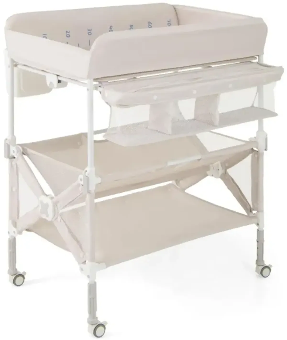 Portable Baby Changing Table with Wheels and Large Storage Rack