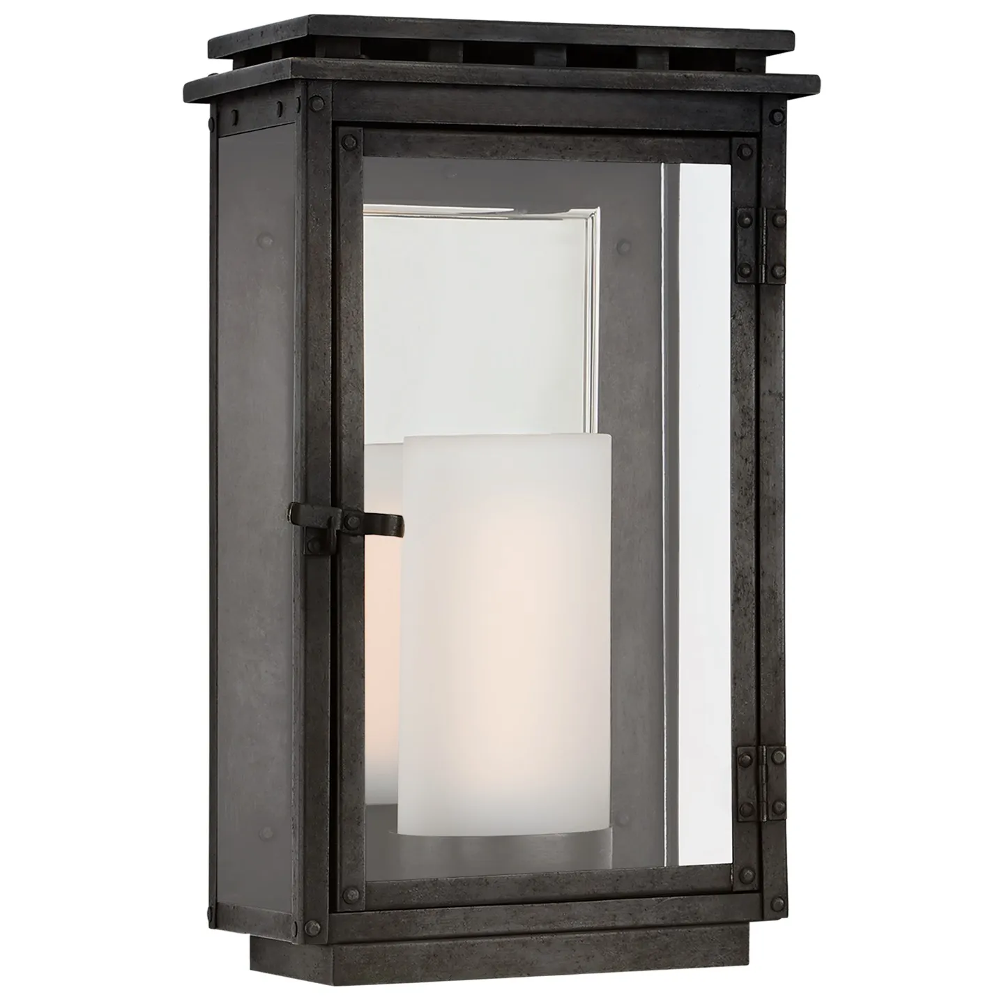 Cheshire Small 3/4 Wall Lantern in Aged Iron with Clear Glass