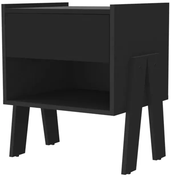 Streamdale Hosley 1-Drawer 1-Shelf Nightstand Black Wengue