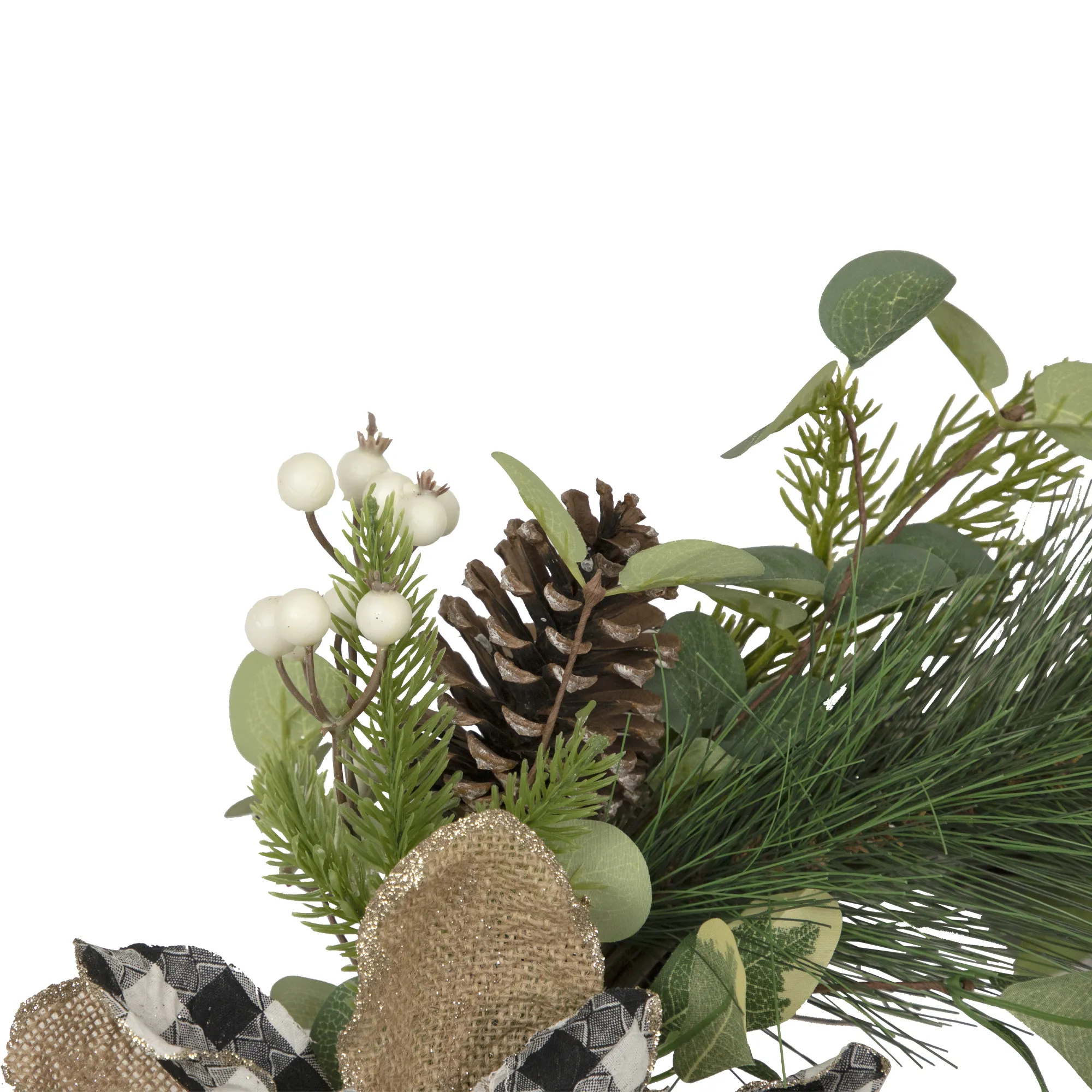 Magnolia and Frosted Pine Cones Artificial Christmas Wreath -  22-Inch  Unlit