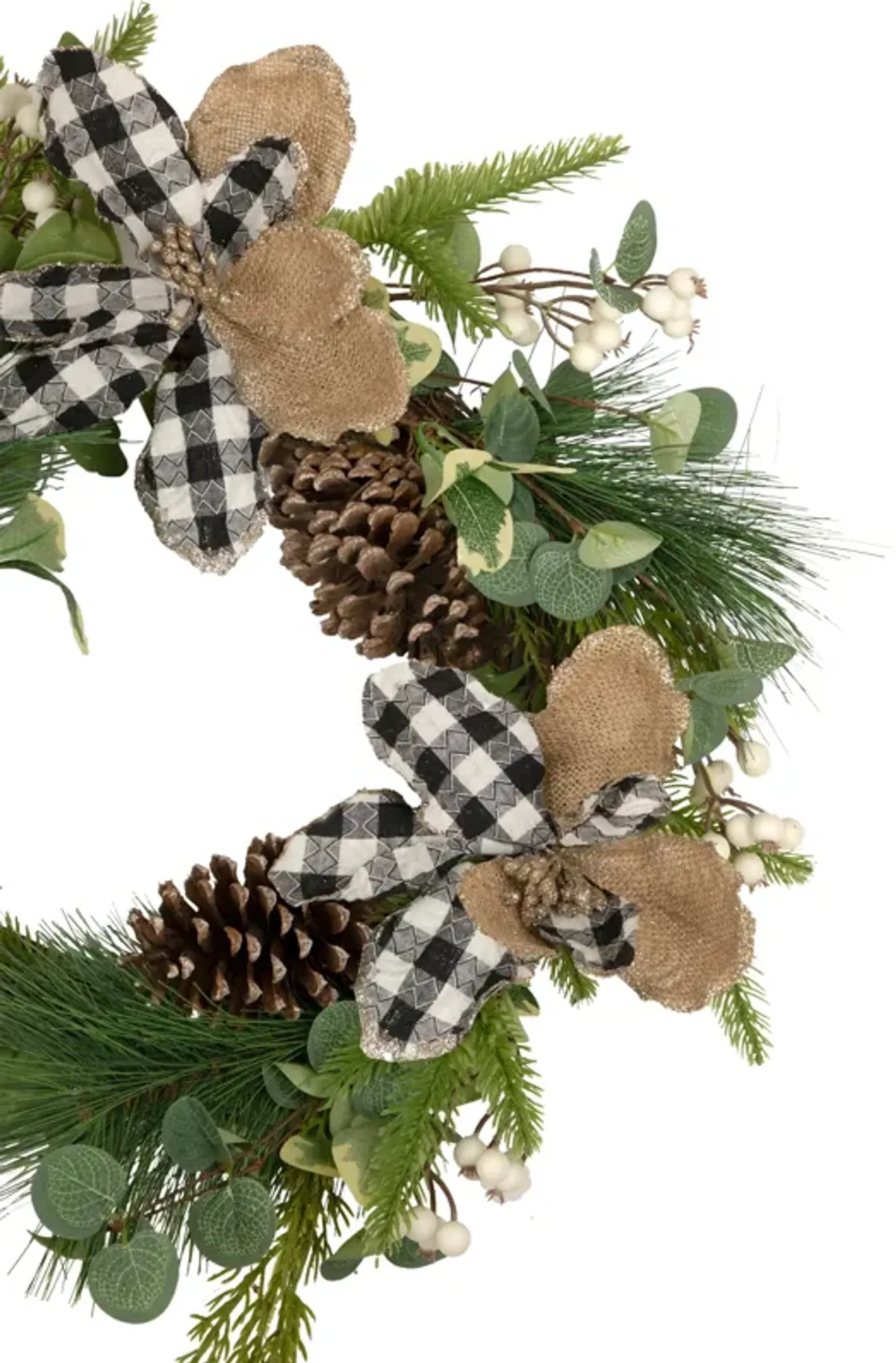 Magnolia and Frosted Pine Cones Artificial Christmas Wreath -  22-Inch  Unlit