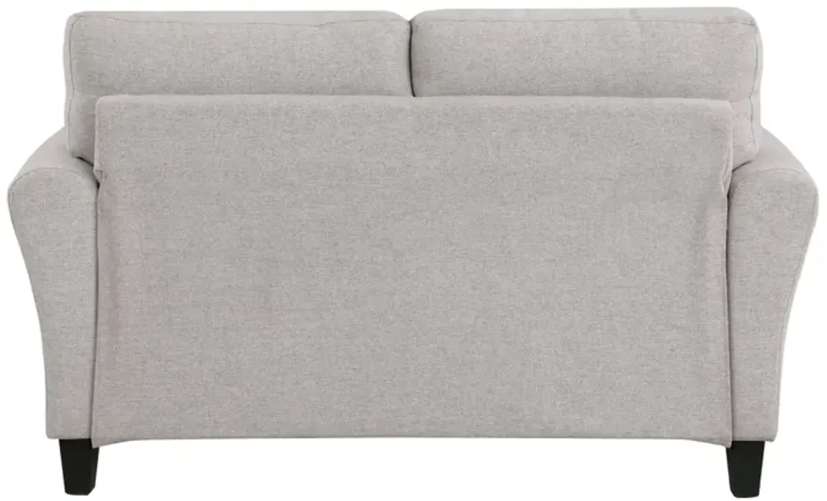 Transitional Sand Fabric Loveseat with Attached Cushion