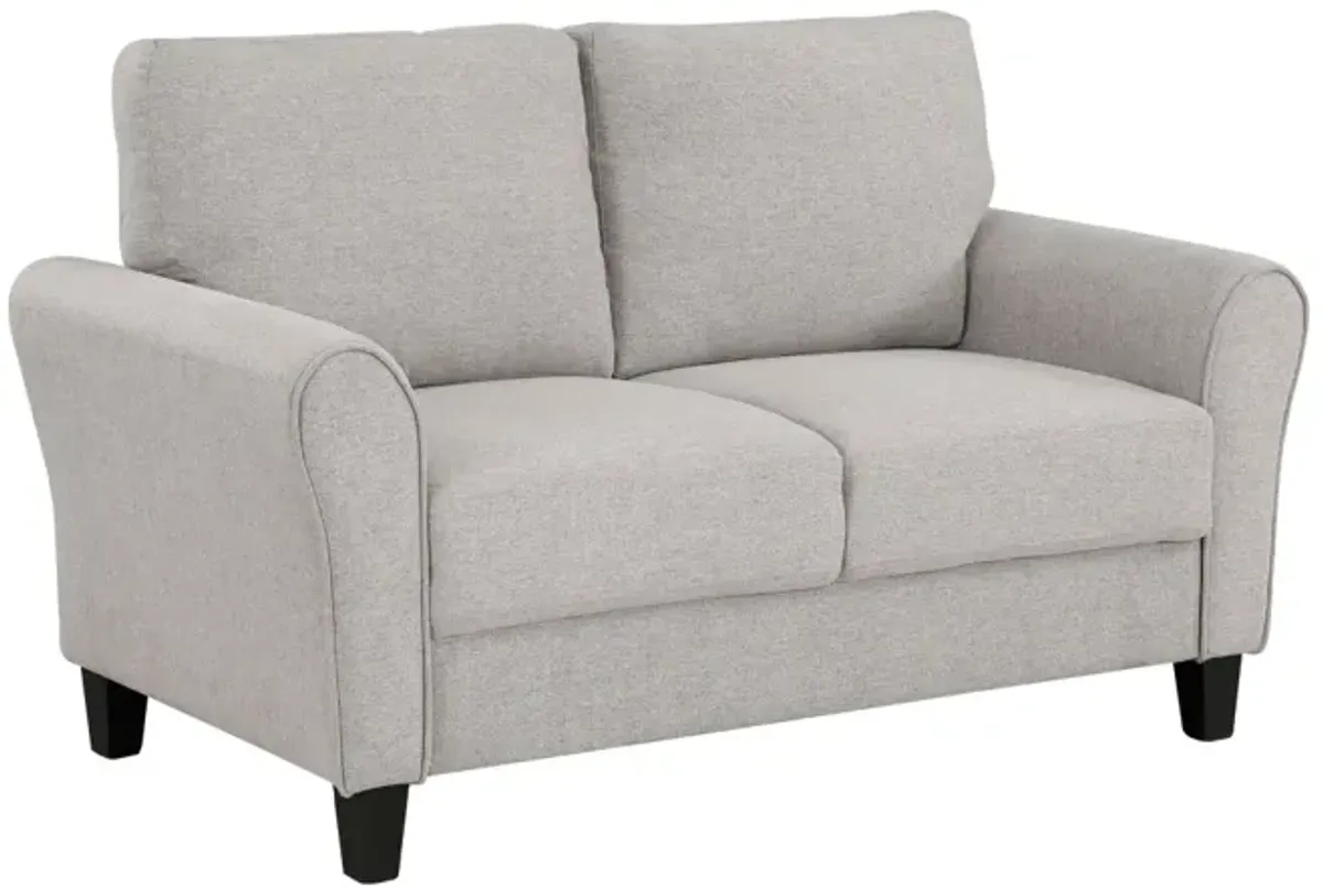 Transitional Sand Fabric Loveseat with Attached Cushion