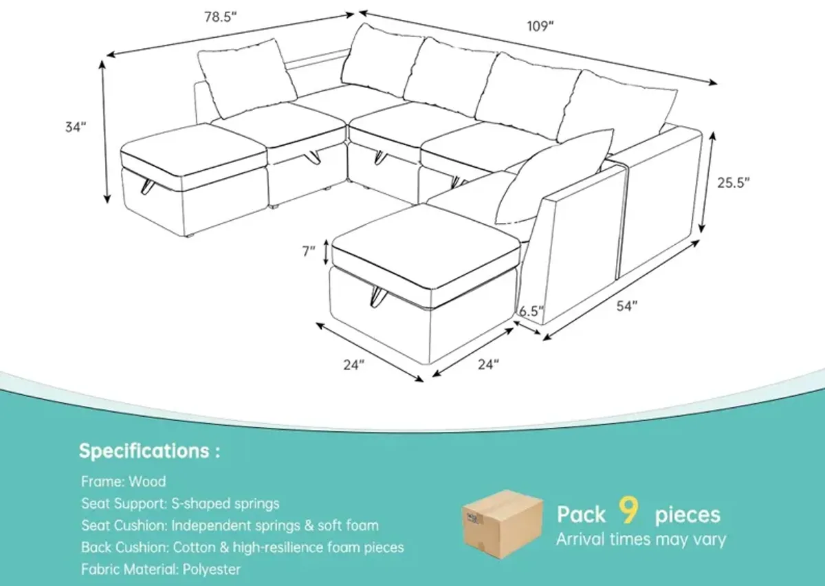 Livelylodge Modern L-Shaped Modular Sectional Sofa, Polyester Upholstery with Sturdy Wooden Frame, Comfortable Couch for Living Room or Office, Space-Saving Design 109''L x 78''W x 34''H