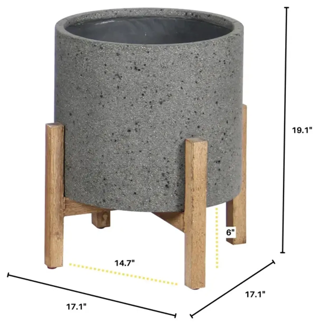 Patio Round Standing Pot in Grey Stone