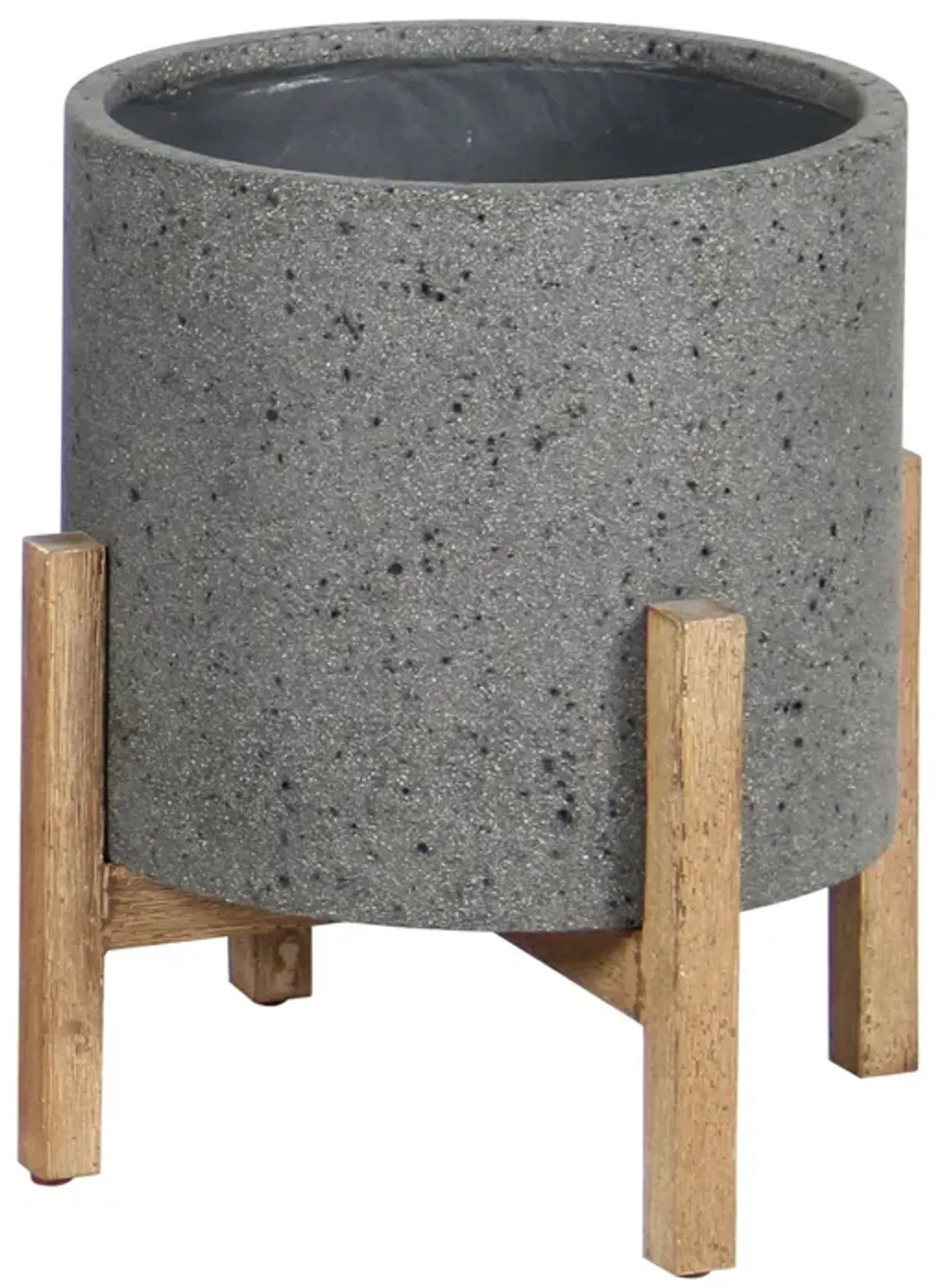 Patio Round Standing Pot in Grey Stone