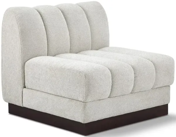 Meridian Furniture Quinn Cream Chenille Fabric Armless Chair