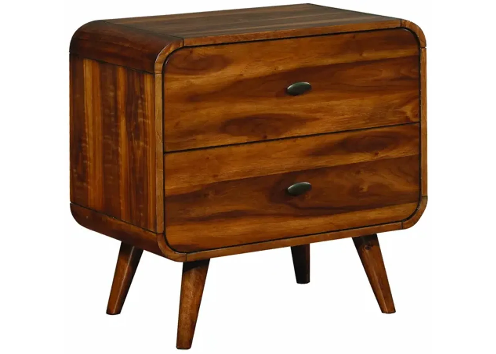 Coaster Furniture Robyn Mid Century Modern 2 Drawer Nightstand Bedroom Bedside Table Storage Drawers Dark Walnut 205132