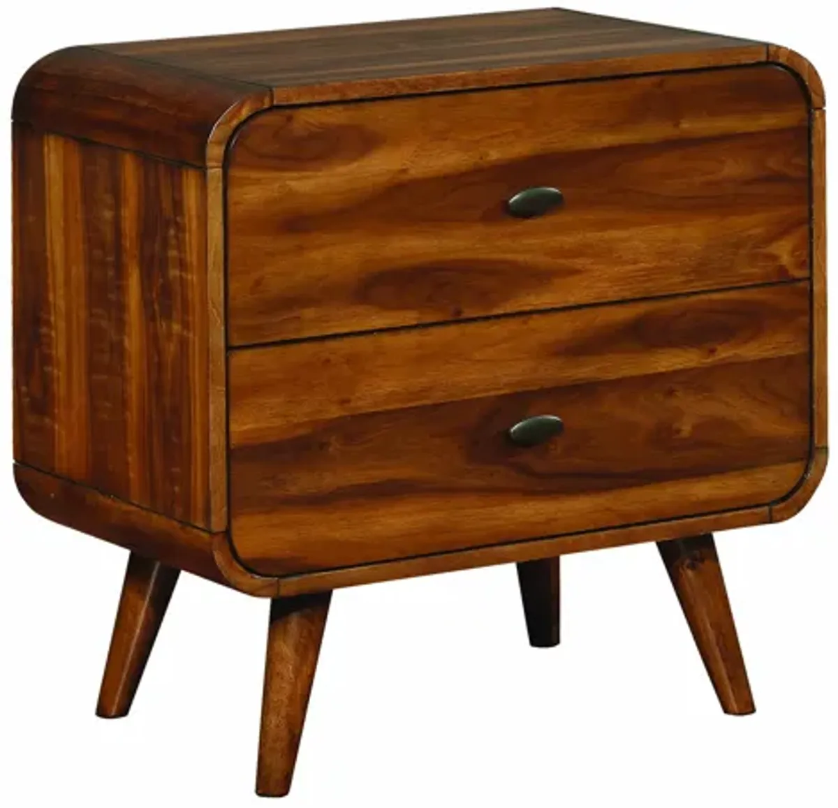 Coaster Furniture Robyn Mid Century Modern 2 Drawer Nightstand Bedroom Bedside Table Storage Drawers Dark Walnut 205132