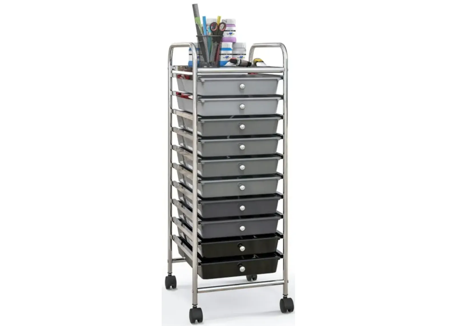 Hivvago 10 Drawer Rolling Storage Cart Organizer with 4 Universal Casters