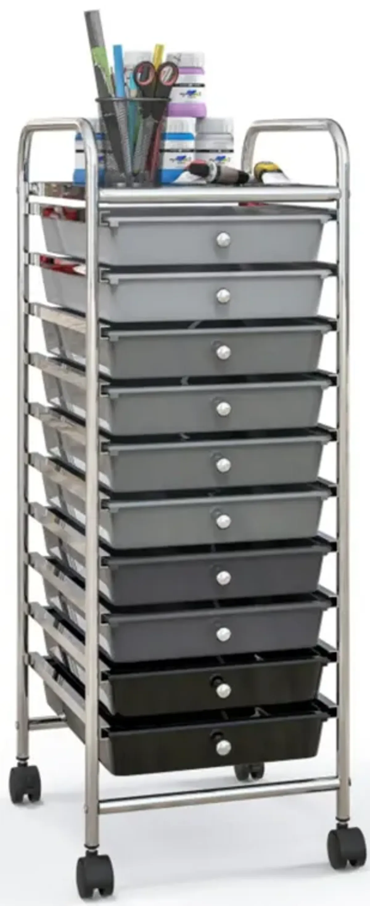 Hivvago 10 Drawer Rolling Storage Cart Organizer with 4 Universal Casters