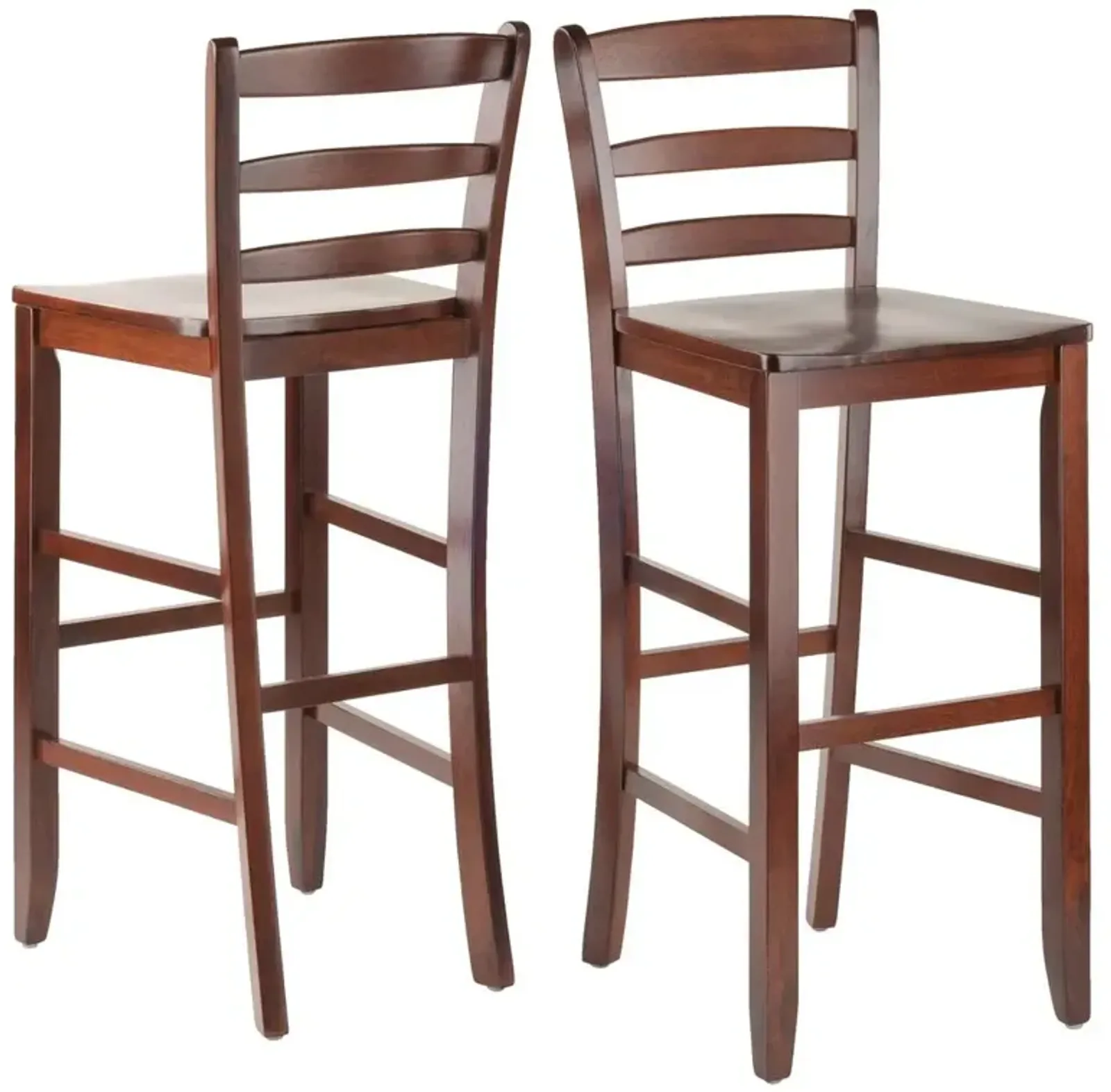 Benjamin 2-PC Ladder Back 30" Bar Stool Set Antique Walnut