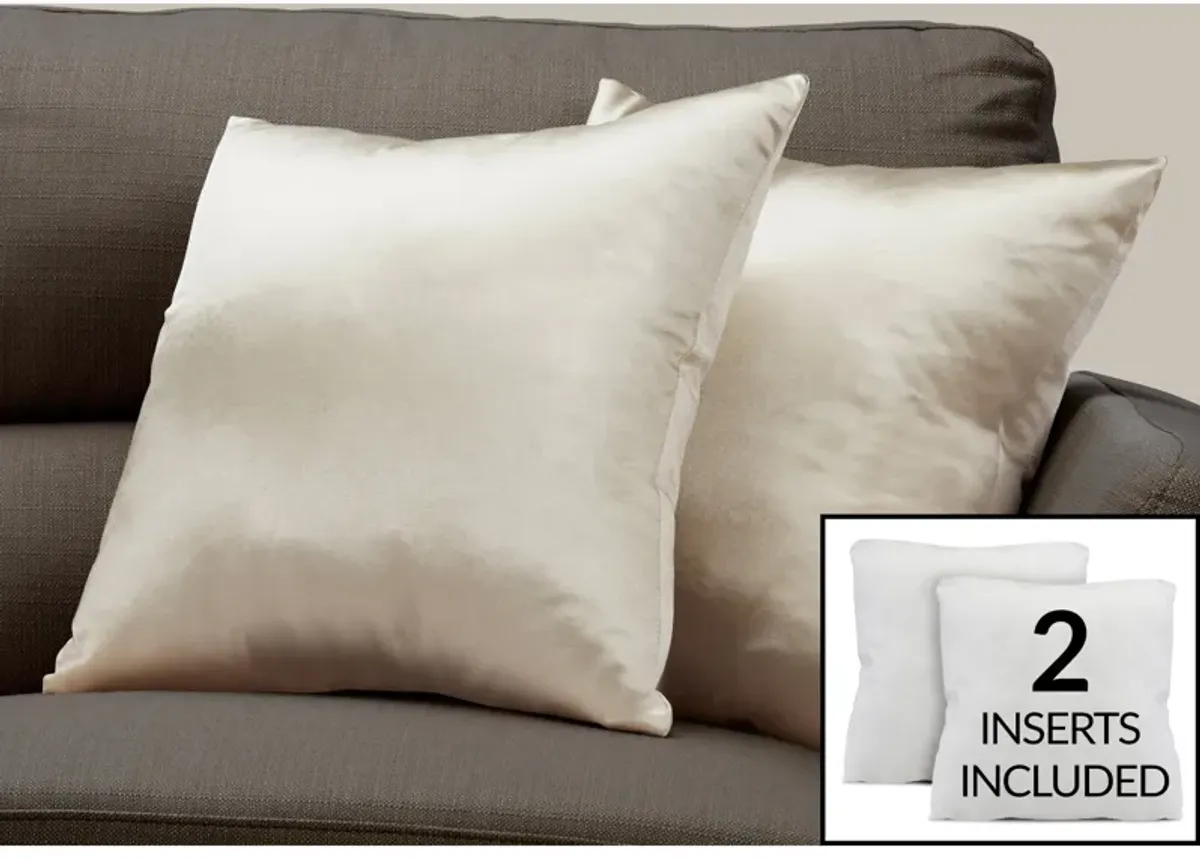 Monarch Specialties I 9335 Pillows, Set Of 2, 18 X 18 Square, Insert Included, Decorative Throw, Accent, Sofa, Couch, Bedroom, Polyester, Hypoallergenic, Gold, Modern