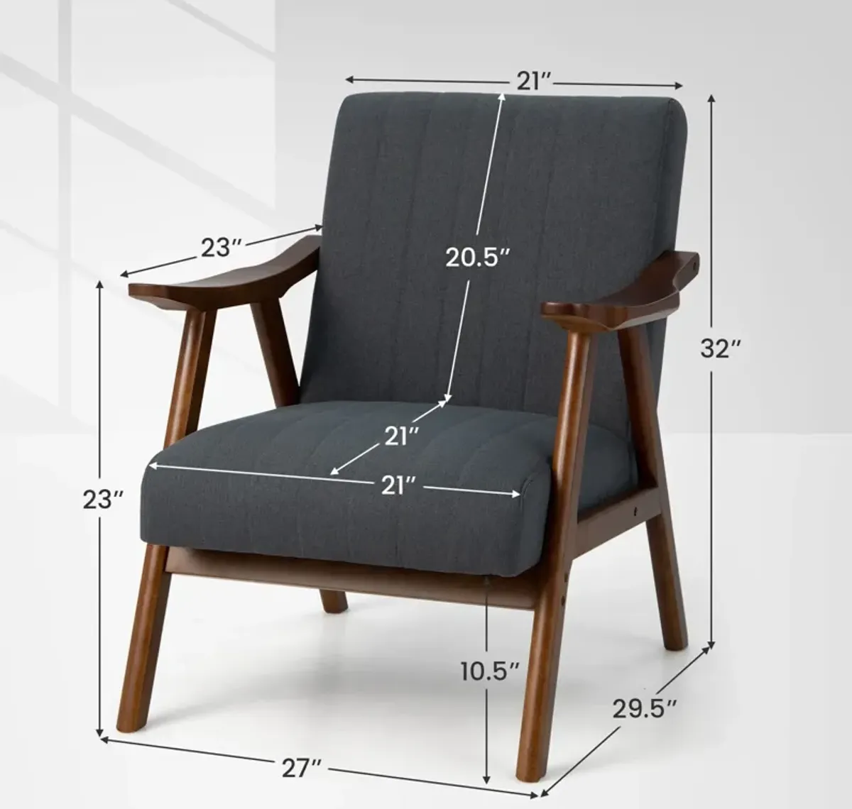 Modern Accent Chair Leisure Armchair with Felt Pads-Gray
