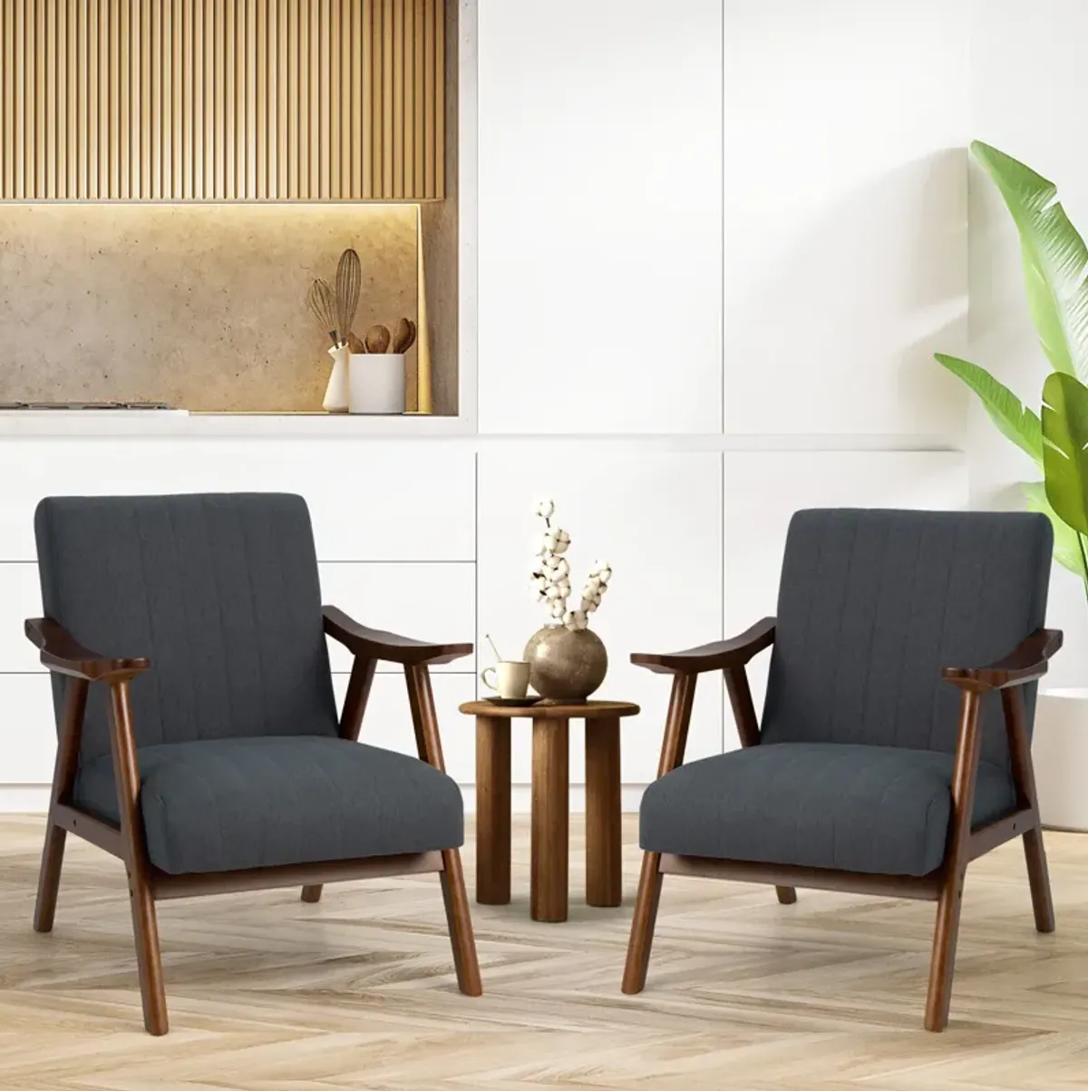 Modern Accent Chair Leisure Armchair with Felt Pads-Gray