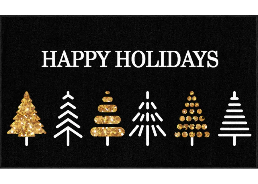 Holiday Trees Black 2' x 3' 4" Kitchen Mat