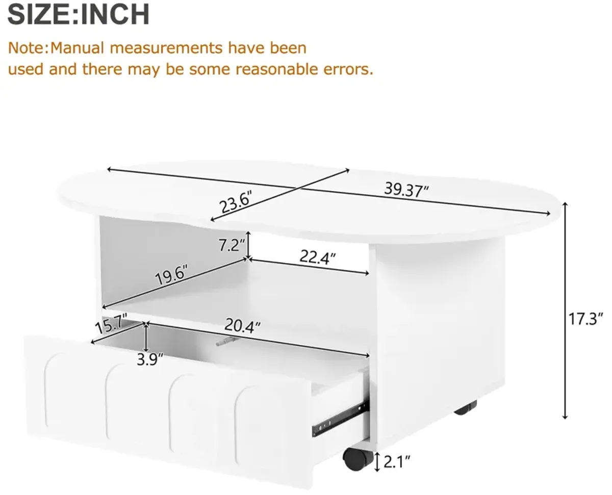 Merax Flexible Cream Style Coffee Table with Wheels