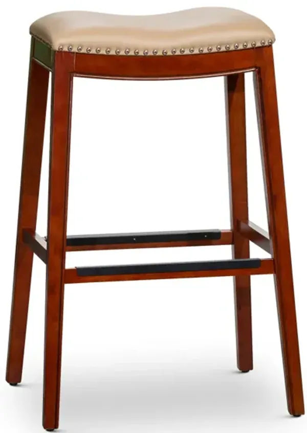 Streamdale 30" Barstool, Bone Leather Seat