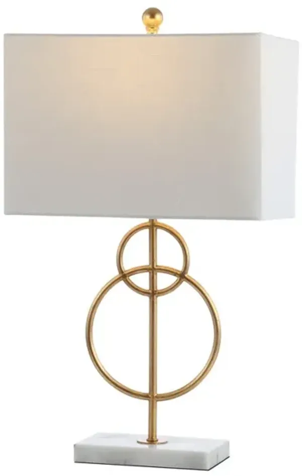 Haines Modern Circle Marble/Metal LED Table Lamp