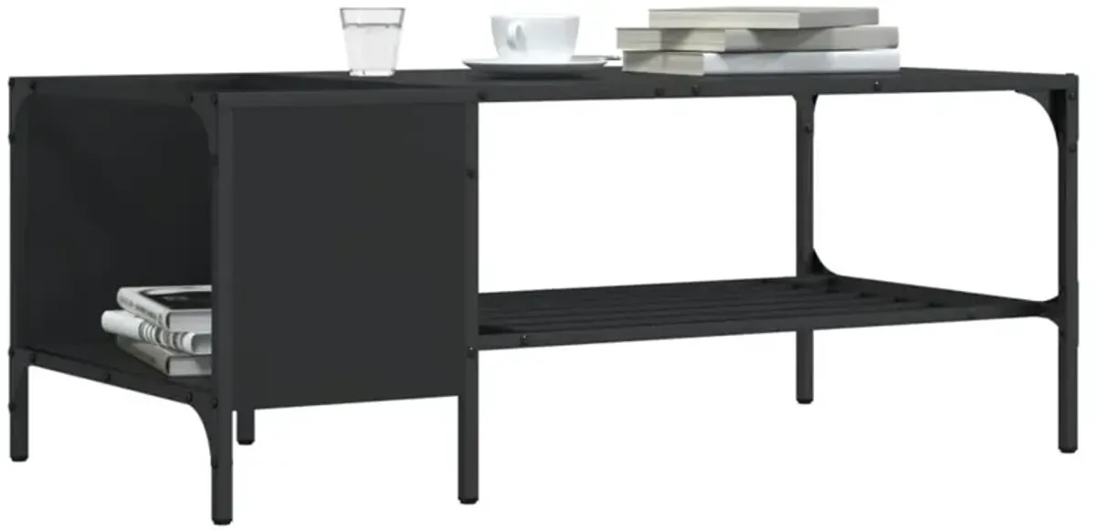vidaXL Coffee Table with Rack Black 39.4x20.1x15.7 Engineered Wood